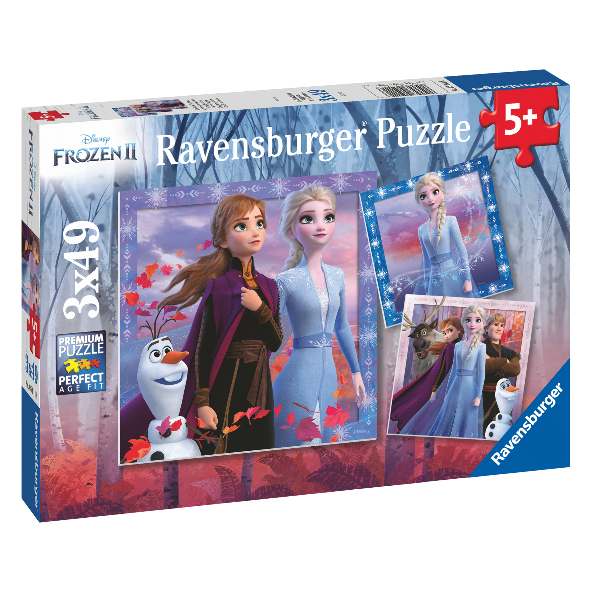 Frost 2 3x49 brikker Ravensburger puslespill eske med tre forskjellige Frozen motiver